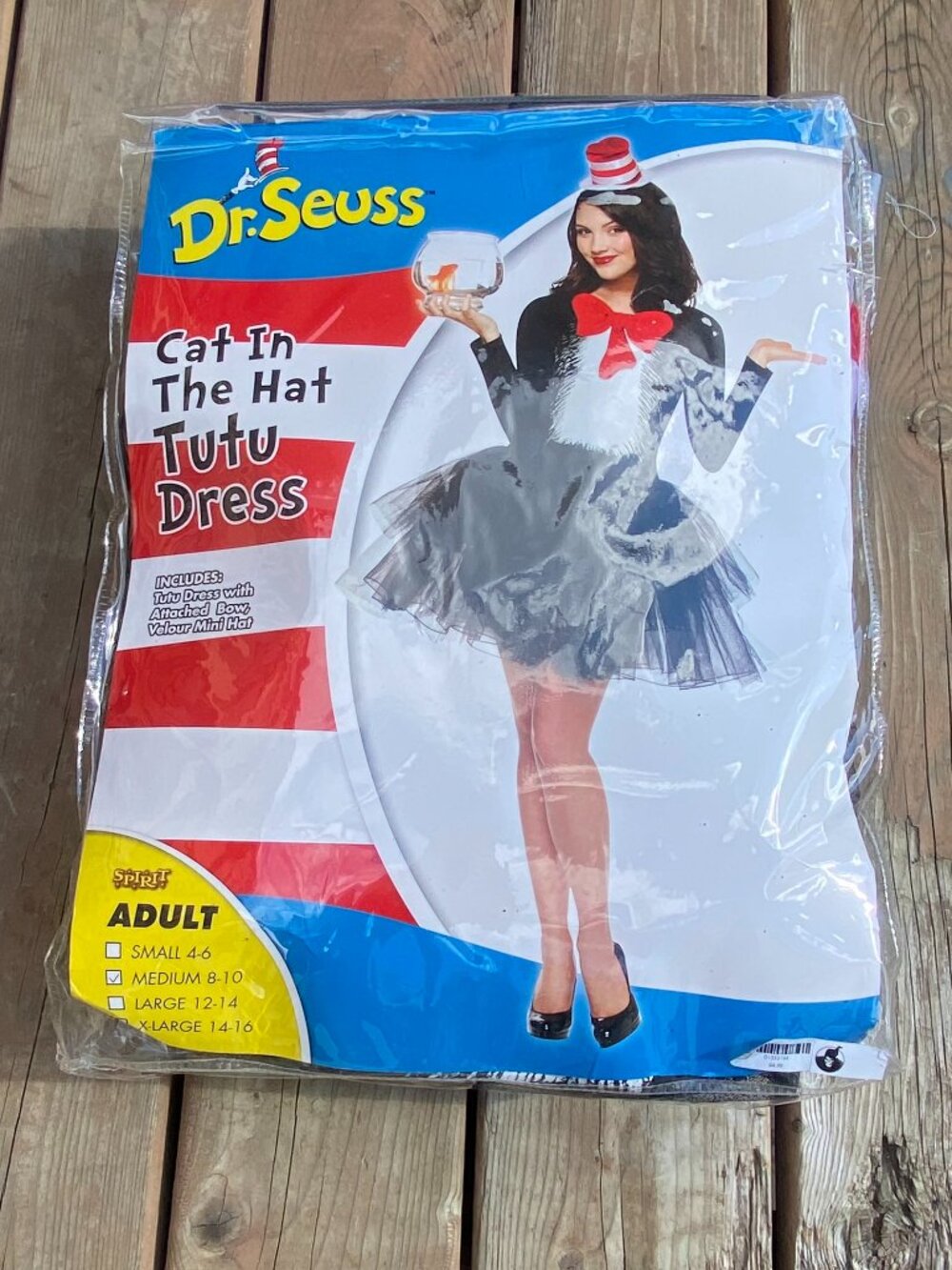 New Dr. Seuss Adult Cat in the Hat Tutu Dress Costume